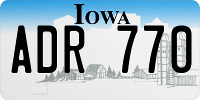 IA license plate ADR770