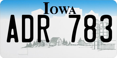 IA license plate ADR783