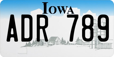 IA license plate ADR789
