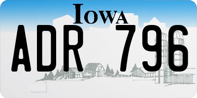 IA license plate ADR796