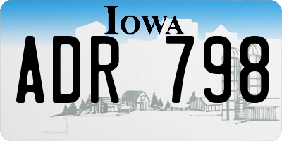 IA license plate ADR798