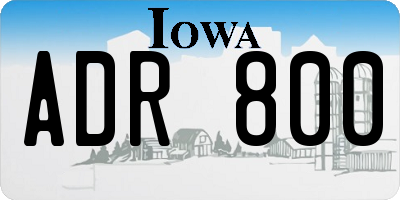 IA license plate ADR800