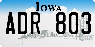 IA license plate ADR803