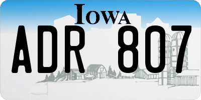 IA license plate ADR807