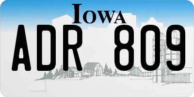IA license plate ADR809
