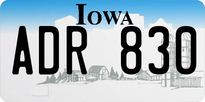 IA license plate ADR830