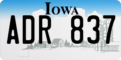 IA license plate ADR837