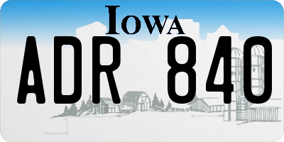 IA license plate ADR840