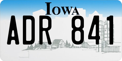 IA license plate ADR841