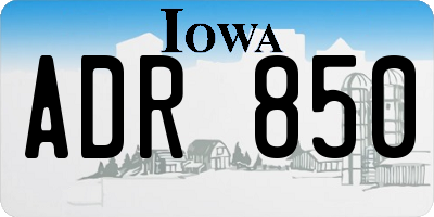 IA license plate ADR850
