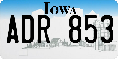 IA license plate ADR853