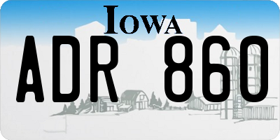 IA license plate ADR860