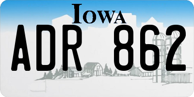 IA license plate ADR862