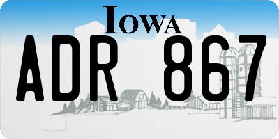 IA license plate ADR867