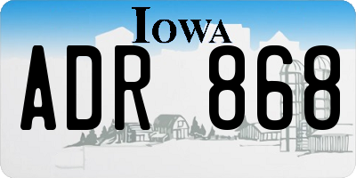 IA license plate ADR868