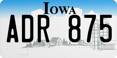 IA license plate ADR875