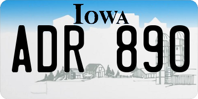 IA license plate ADR890