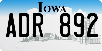 IA license plate ADR892