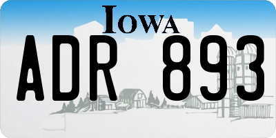 IA license plate ADR893
