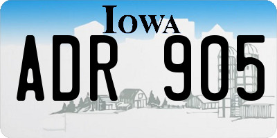 IA license plate ADR905