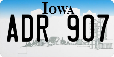 IA license plate ADR907