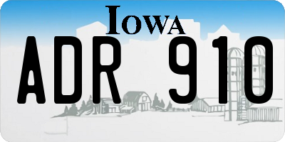 IA license plate ADR910