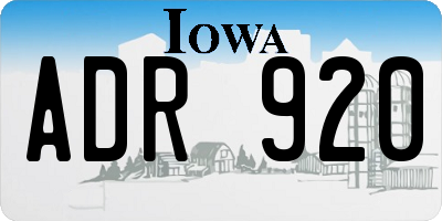 IA license plate ADR920