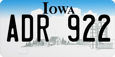 IA license plate ADR922
