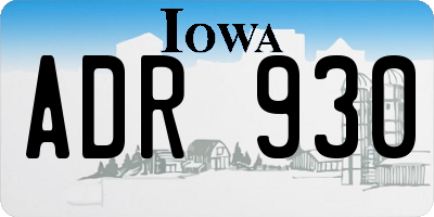 IA license plate ADR930