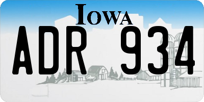 IA license plate ADR934