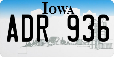IA license plate ADR936