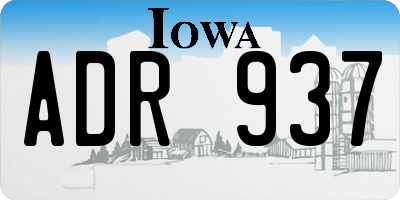 IA license plate ADR937