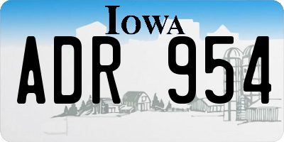 IA license plate ADR954