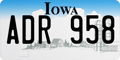 IA license plate ADR958