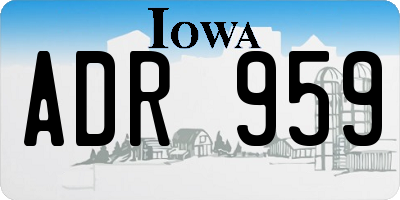 IA license plate ADR959