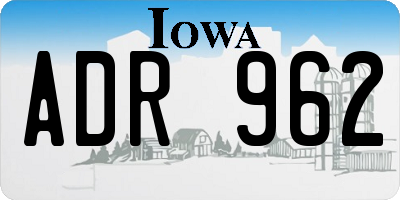 IA license plate ADR962