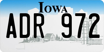 IA license plate ADR972