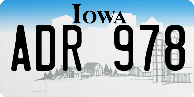 IA license plate ADR978