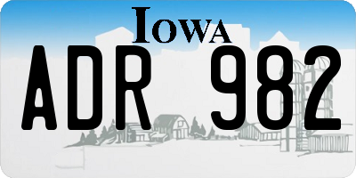 IA license plate ADR982