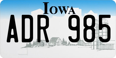 IA license plate ADR985