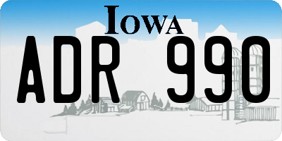IA license plate ADR990