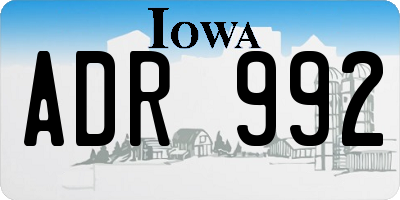 IA license plate ADR992