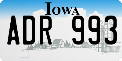 IA license plate ADR993