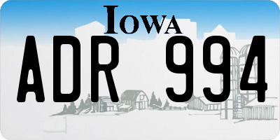 IA license plate ADR994
