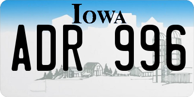 IA license plate ADR996