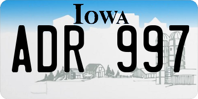 IA license plate ADR997