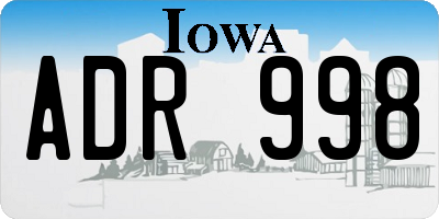 IA license plate ADR998
