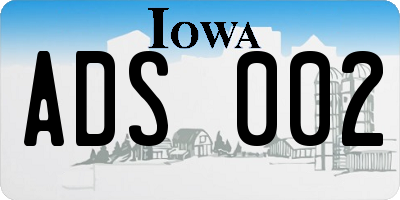 IA license plate ADS002
