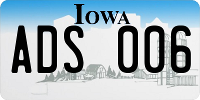 IA license plate ADS006