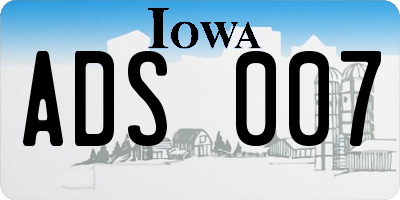 IA license plate ADS007